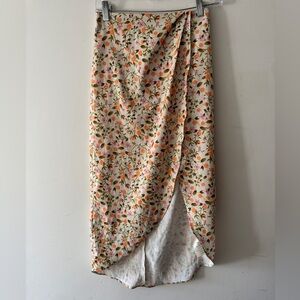 Urban Outfitters Floral Midi Skirt - Cream and Orange
